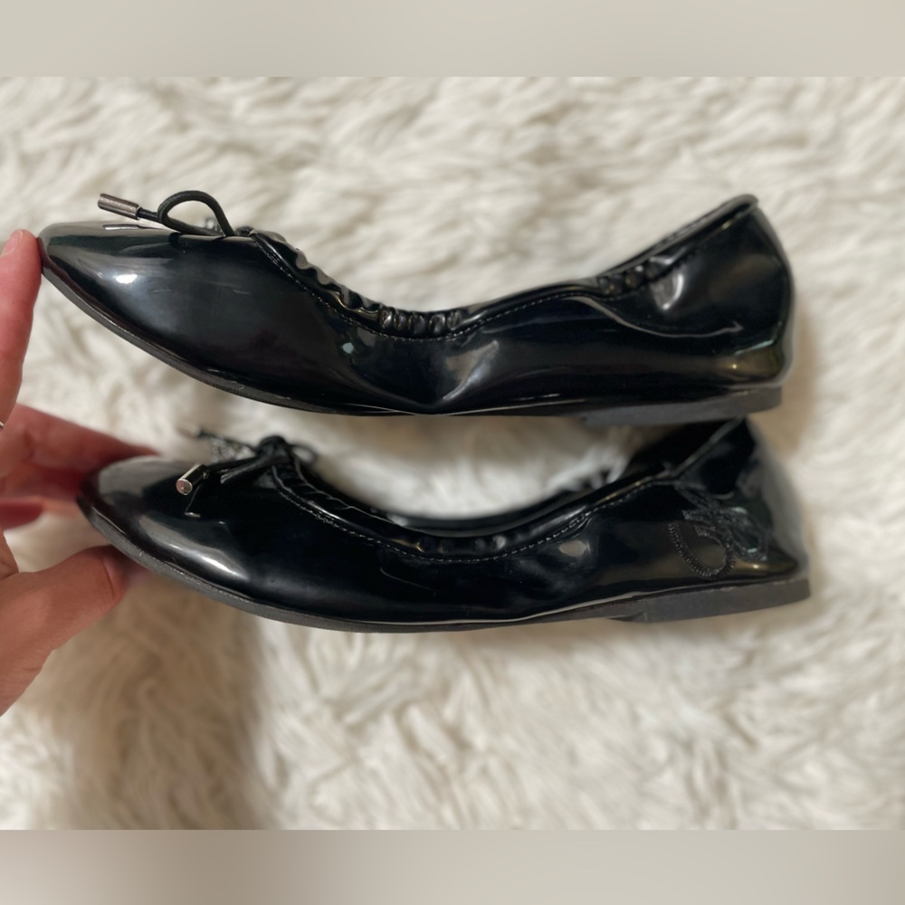 Sam Edelman Womens 5 Felicia Shiny Black Patent Round Toe Flexible Ballet Flats - Picture 3 of 7